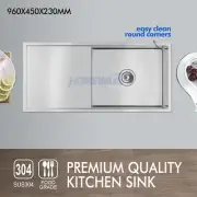 304 Stainless Steel Single Bowl Laundry Kitchen Sink Top/Undermount 960x450mm