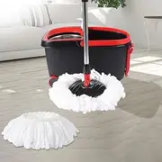Cleanflo 360° Rotating Spin Mop Bucket Set Spinning Stainless Steel Rotating 2 Heads Dry & Wet Turbo Microfiber Mop, Adjustable Handle, Built-in Wheels, Detachable, Floor Cleaning, Black