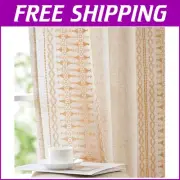84" Length Bohemian Window Curtains - Geometric Design Grommet Drapes Set
