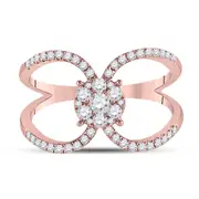 10k Rose Gold Round Diamond Negative Space Cluster Ring 1/2 Cttw