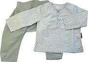 BORNSAGE Oganic Baby Clothing Sage Kurta Shirt and Pant Set 12-18, Sage/White, 12-18mths2 Count
