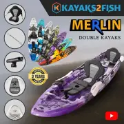 Kayaks2Fish Merlin Purple Camo 3.7M Tandem Fishing Family Kayak Newcastle