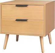 ALFORDSON Bedside Table 2-Drawer Nightstand Cabinet 40 x 48 x 51cm Scandinavian Design Organiser Wooden Storage Side Chest Table for Hallway, Bedroom and Living Room (Neil Wood)