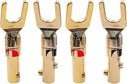 Granvela Speaker Spade Connectors - Y Plugs for Speaker Wire - Gold-Plated (2 Pairs)