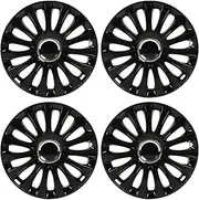 Wheel Hub Cap 15 Inch Glossy Black Full Rim Cover Trim Set of 4 Universal Fit Most Cars Wheel Protector