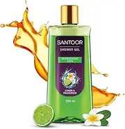 Santoor Refreshing Shower Gel With Natural Lemon & Frangipani Extracts| For Men & Women| For Soft and Fresh Skin| Suitable For All Skin Types| No Parabens| No Silicones| 250ml