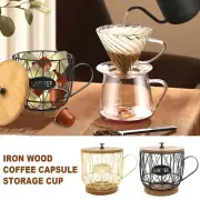 Coffee Pod Holder with Lid Large Capacity Coffee Filter Holder with Wood AL