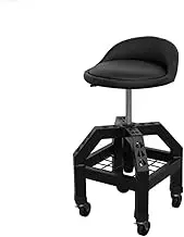 Workshop Stool Mechanic's Seat Rolling Creeper Seat Mechanic Stool Chair with Tool Tray 300LBS Adjustable Swivel Garage Stool Auto Repair(Black)