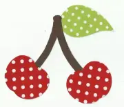 Red and Green Polka Dot Cherries Fabric Iron on Applique