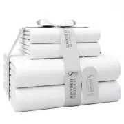 1200 Thread Count Queen Size Sheets Set White, Ultra Soft Cotton Rich Easy Ca...