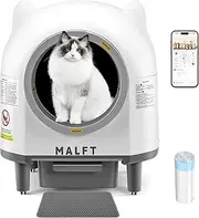 Self-Cleaning Cat Litter Box, 90L Automatic Litter Box– WiFi/App Control, Quiet Night Mode, Safety Anti-Pinch, Works for Multiple Cats, Includes Mat & 1 Roll Waste Bags