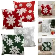 18 Zoll Weihnachten Schneeflocke Kissenbezug f��r Sofa und Bett Gr��n Rot Samt