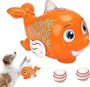 Moving Cat Toy,Automatic Rolling Ball for Indoor Cat with Music and Lights | Cute Walking Fish, Motion Activated, Kitten Toys for Bored Adult Pets