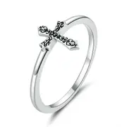 Silver plating Vine Cross Finger Rings for Women Vintage Retro Stackable Rings Jewelry _8