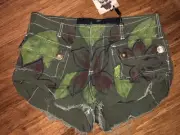 Brand New One Teaspoon Oliver Green Shorts With Floral Print Size 10 RRP $129.95