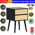 Sarantino Ivan Bedside Table Night Stand Elegant Bedroom Table Black Natural
