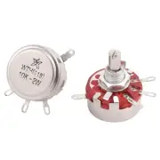 2Pcs WTH118 10K 2W Carbon Composition Rotary Taper Potentiometer 6mm Shaft Dia