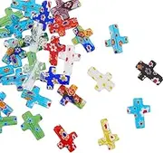 DICOSMETIC About 30Pcs Cross Millefiori Glass Beads Easter Random Color Lampwork Beads Artistic Cross Handmade Bead Religious Crosses Loose Spacer Bead for Jewelry Making, Hole: 1.5mm
