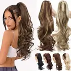 Ponytail Extension 45.72cm Claw Clip Long Curly Wavy Blonde Balayage Highlight