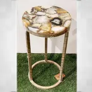 Natural Agate Console Slab Top / Round agate corner table / sofa side table deco
