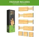 4 Pack Expandable Drawer Dividers, 4.7'' High, Extend from 12.2'' to 17.7'', Dre