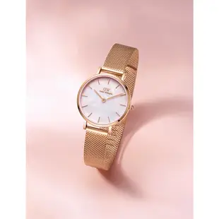 【Daniel Wellington】Petite 32mm珍珠貝米蘭金屬錶-玫瑰金(DW手錶女錶DW00100516