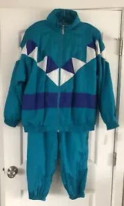 Vintage 80’s Janeve 2 Piece Track Suit Women Large Teal L/S Full Zip Retro NWT