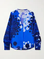 [Themis Z] Themis Z - Nefeli Printed Silk-satin Shirt - Blue - FR 40 FR 40 Blue
