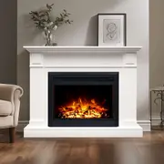 Berwick 2000W Electric Fireplace Heater White Mantel Suite with 30" Moonlight Insert