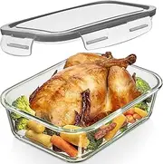 [Razab] 2700ml / 92 Oz / 11 Cups Large Glass Food Storage Containers with Lids, BPA Free, Snap Locking Airtight & Leakproof Lids - Ideal for Baking, Casserole & Roasting - Freezer, Microwave & Oven Safe
