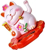 ZUNOXAZ Cute Waving Fortune Cat Statue Solar Powered Japanese Lucky Cat Decor Adorable Car Dashboard Home Decoration Unique Chinese Figurine for Aesthetic Appeal