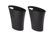 Umbra Skinny Sleek & Stylish Bathroom Trash, Small Garbage Can Black, 2-Pack