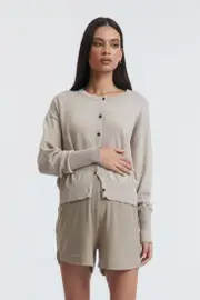 Lightweight Buttondown Cardigan (Pebble)