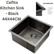 Cefito Kitchen Sink Stainless Steel Basin Single One Laundry Black 44x44cm