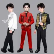 Boys Shiny Sequins Fringed Blazer Embroidered Tuxedo Suit Jacket Cosplay Prince