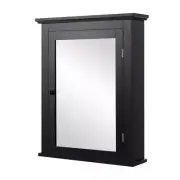 WELLFOR Single-View Medicine Cabinet w/ Mirror 27" x 27" Soft Close Doors Black