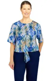 Alfred Dunner Indigo Daze Tie Dye Shirt Petite 87741ST