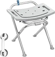 UGarden Heavy Duty Stainless Steel Shower Chair Seat, Folding Shower Chair for Inside Shower, 400lbs Gray Bath Chair, Portable&Compact Handicap Bathroom Stool, Shower Stools for Seniors,Adults,Injured