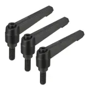 M8 x 20mm Thread Push Button Ratchet Level Adjustable Handle Male Stud 3pcs