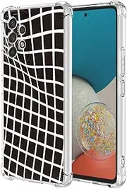 [JDYGWK] for Samsung A73 Galaxy A73 Case Clear Flower Pattern,Soft TPU Silicone,Thin,Shockproof,Anti-Scratch Protective Cover for Samsung Galaxy A73,Black White Checkered