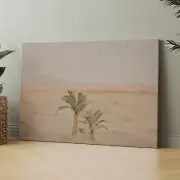 Sahara Vintage Desert Palm Tree Painting Landscape Field Canvas Wall Art Print