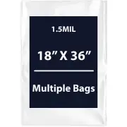 1.5Mil 18" X 36" | LDPE Clear Flat Poly Bags, Flexible & Durable | Multiple Bags