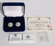 Camrose Kross Jackie Kennedy JBK Pearl Clear Crystal Silver Earrings ☆ New ☆