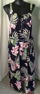 AUTOGRAPH BLACK ORCHID “DIAMONTE” STRAPPY MAXI DRESS WITH TIE SZ 22 NEW STOCK