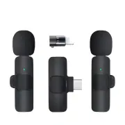 Wireless Lavalier Microphone Portable Audio Video Recording Mini Mic For iPhone Android Facebook Youtube Live Broadcast Gaming Lightning-1 2 in 1