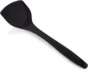 Silicone Turner, Heat Resistant Non-Stick Solid Spatula Turner Essential Cooking Gadget (12.8" 3.86" Black)