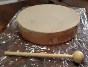 8" WOOD DRUM & MALLET SET DRUMS SKIN HEAD BODRAN HAND PERCUSSION INDIAN MUSICAL