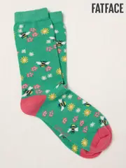 FatFace Green Floral Bee Socks (AL0407) | $17
