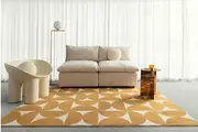 Almere Gold and Ivory Geometric Washable Rug