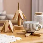 Wooden Trivets for Hot Dishes Tree Shape Trivet Set Coaster for Teapot Hot Pots